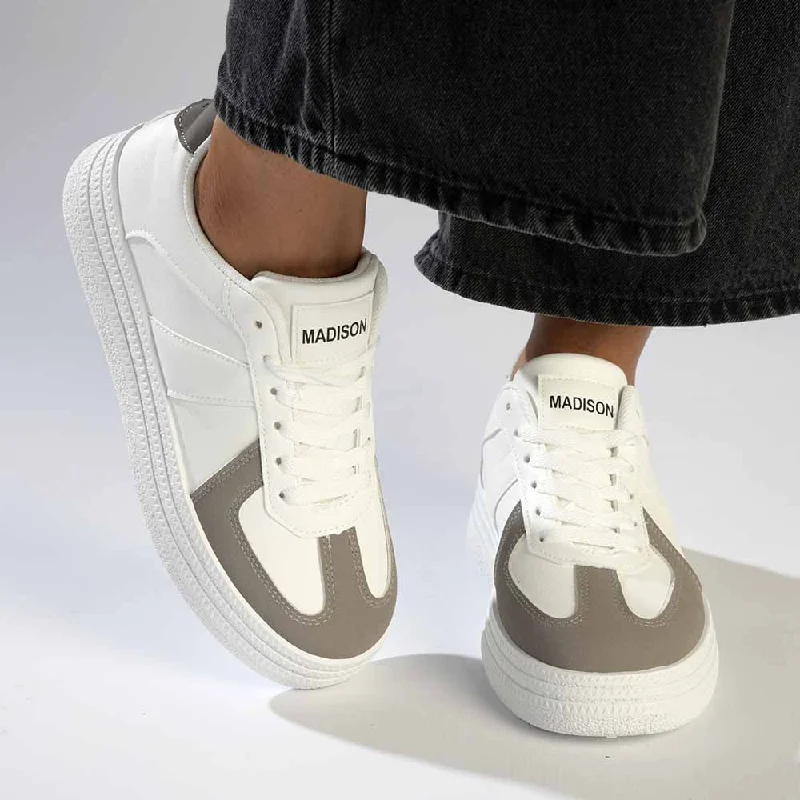 Retro - Style Women's Sneakers in Pastel Colors for a Nostalgic and Fashionable VibeMadison Platform Lace Up Fashion Sneaker - White / Grey