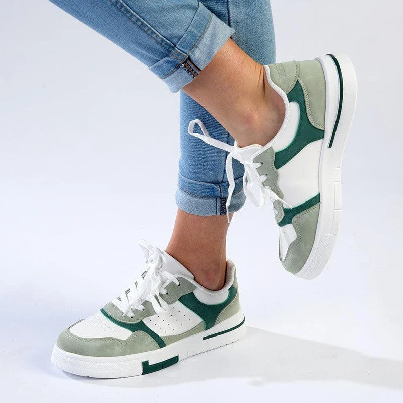 Lightweight Knit Women's Sneakers with Arch Support for All - Day ComfortMadison Tamara Sneaker - White/Mint Green Lightweight Knit Women's Sneakers with Arch Support for All - Day ComfortMadison Tamara Sneaker - White/Mint Green