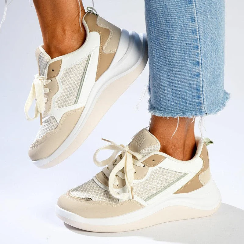 Women's Sneakers with Heel - Stabilizing Technology for Better Balance During RunningMadison Tanya Mesh Fashion Sneaker - Nude/Multi Colour Women's Sneakers with Heel - Stabilizing Technology for Better Balance During RunningMadison Tanya Mesh Fashion Sneaker - Nude/Multi Colour