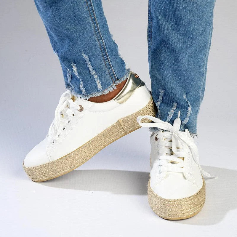 Women's Sneakers with Hidden Wedges for a Subtle Height Boost and Added StylePierre Cardin Bijou 1 Espadrille Sneaker - White Women's Sneakers with Hidden Wedges for a Subtle Height Boost and Added StylePierre Cardin Bijou 1 Espadrille Sneaker - White