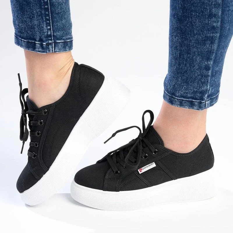 Retro - Style Women's Sneakers in Pastel Colors for a Nostalgic and Fashionable VibePierre Cardin Canvas 1 Lace Up Sneaker - Black Retro - Style Women's Sneakers in Pastel Colors for a Nostalgic and Fashionable VibePierre Cardin Canvas 1 Lace Up Sneaker - Black