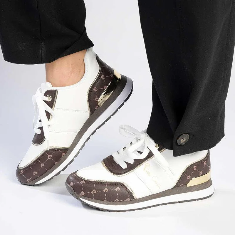 Foldable Women's Travel Sneakers for Compact Storage in LuggagePierre Cardin Cassis 4 Lace Up Sneaker- White/Brown Foldable Women's Travel Sneakers for Compact Storage in LuggagePierre Cardin Cassis 4 Lace Up Sneaker- White/Brown