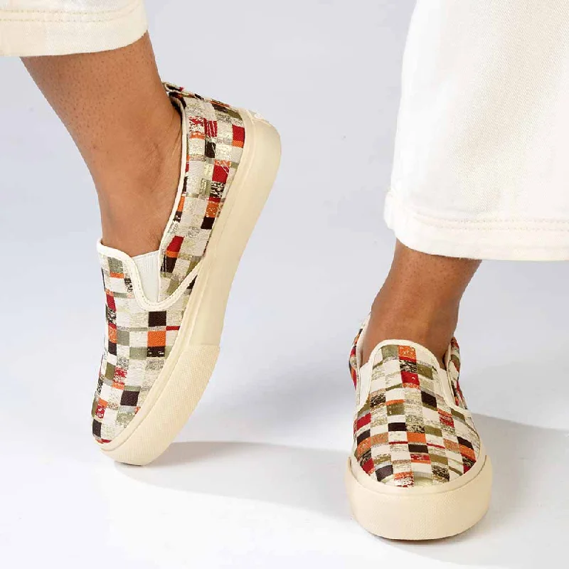 Wide - Width Women's Sneakers for Comfortable Fit for Those with Wider FeetPierre Cardin Esterel Fashion Slip On Sneaker - Multi Red/Gold Beige Wide - Width Women's Sneakers for Comfortable Fit for Those with Wider FeetPierre Cardin Esterel Fashion Slip On Sneaker - Multi Red/Gold Beige