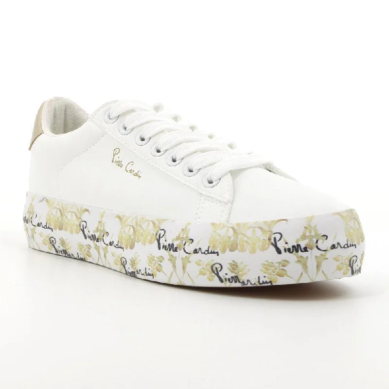 Lightweight Knit Women's Sneakers with Arch Support for All - Day ComfortPierre Cardin Fleur De Lis Sneaker - White Lightweight Knit Women's Sneakers with Arch Support for All - Day ComfortPierre Cardin Fleur De Lis Sneaker - White