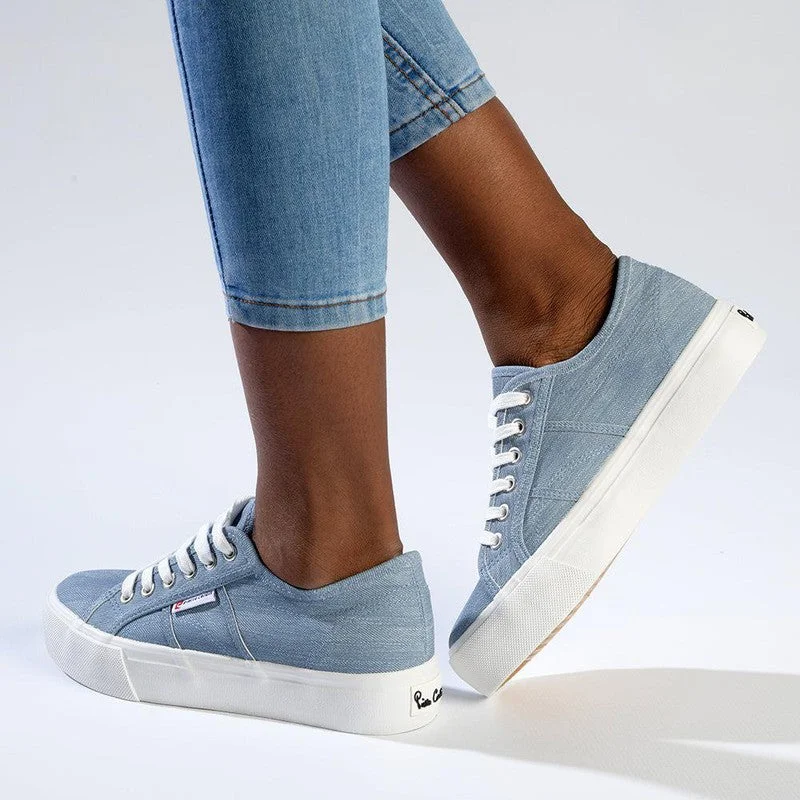 Foldable Women's Travel Sneakers for Compact Storage in LuggagePierre Cardin Nadine Lace Up Sneaker - Denim Foldable Women's Travel Sneakers for Compact Storage in LuggagePierre Cardin Nadine Lace Up Sneaker - Denim