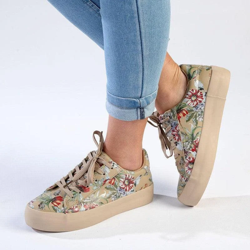 Foldable Women's Travel Sneakers for Compact Storage in LuggageSoft Style by Hush Puppies Fordan Floral Sneaker - Floral Natural Foldable Women's Travel Sneakers for Compact Storage in LuggageSoft Style by Hush Puppies Fordan Floral Sneaker - Floral Natural