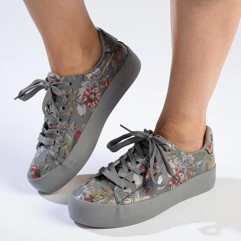 Vegan - Friendly Women's Sneakers Made from Recycled Materials for an Eco - Conscious ChoiceSoft Style by Hush Puppies Fordan Floral Sneaker - Grey Vegan - Friendly Women's Sneakers Made from Recycled Materials for an Eco - Conscious ChoiceSoft Style by Hush Puppies Fordan Floral Sneaker - Grey