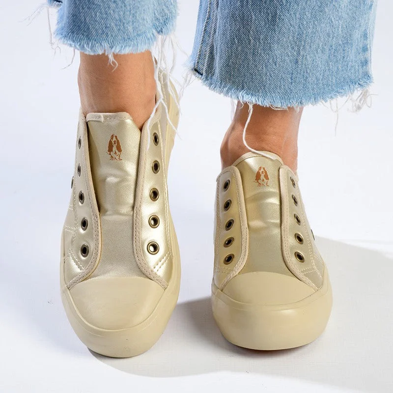 Water - Resistant Women's Hiking Sneakers with Traction Outsoles for Outdoor AdventuresSoft Style by Hush Puppies Forest Metallic Sneaker - Light Gold Water - Resistant Women's Hiking Sneakers with Traction Outsoles for Outdoor AdventuresSoft Style by Hush Puppies Forest Metallic Sneaker - Light Gold
