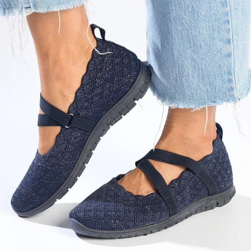 Breathable Mesh Women's Running Sneakers with Reflective Trim for Nighttime JoggingSoft Style by Hush Puppies Nalini Lurex Sneaker - Navy Breathable Mesh Women's Running Sneakers with Reflective Trim for Nighttime JoggingSoft Style by Hush Puppies Nalini Lurex Sneaker - Navy