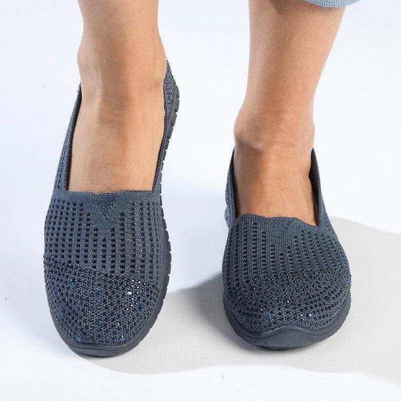 Lightweight Knit Women's Sneakers with Arch Support for All - Day ComfortSoft style by Hush Puppies Nani Diamante Sneaker - Denim Blue Lightweight Knit Women's Sneakers with Arch Support for All - Day ComfortSoft style by Hush Puppies Nani Diamante Sneaker - Denim Blue