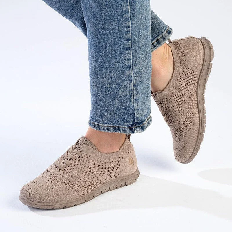 Lace - Up Women's Athletic Sneakers with Shock - Absorbing Midsoles for Intense WorkoutsSoft Style by Hush Puppies Nanouk Sneaker - Taupe Lace - Up Women's Athletic Sneakers with Shock - Absorbing Midsoles for Intense WorkoutsSoft Style by Hush Puppies Nanouk Sneaker - Taupe
