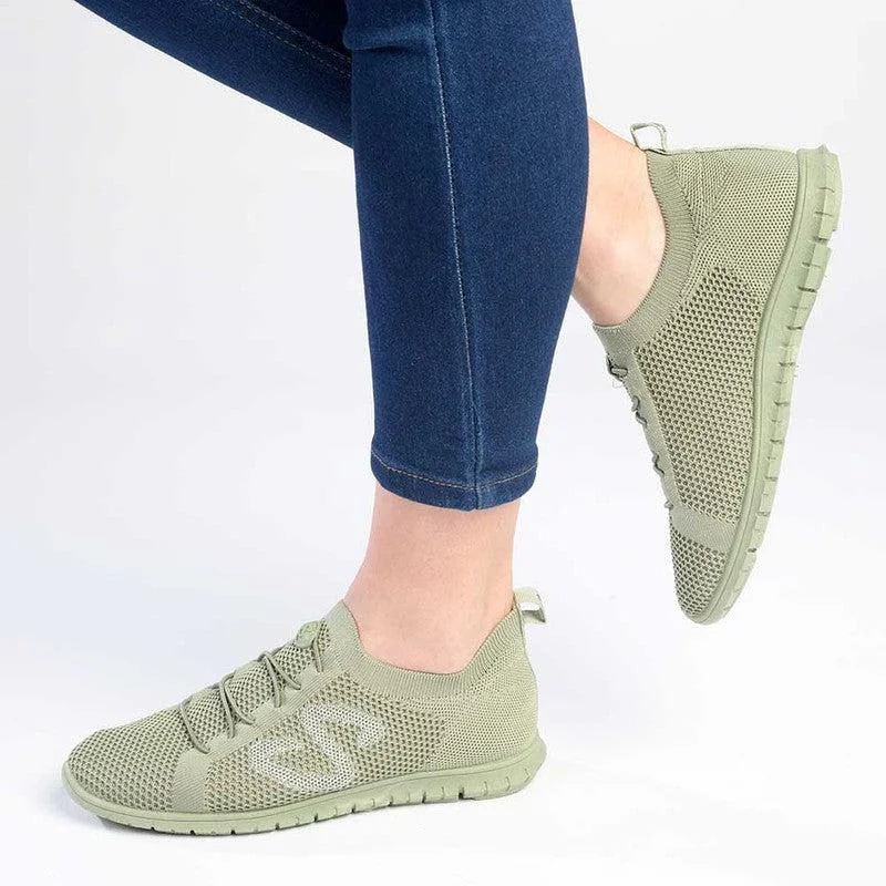 Wide - Width Women's Sneakers for Comfortable Fit for Those with Wider FeetSoft Style by Hush Puppies Nansen Fly Knit Sneaker - Sage Wide - Width Women's Sneakers for Comfortable Fit for Those with Wider FeetSoft Style by Hush Puppies Nansen Fly Knit Sneaker - Sage