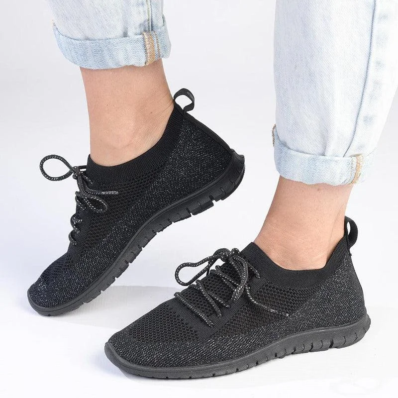 Foldable Women's Travel Sneakers for Compact Storage in LuggageSoft Style by Hush Puppies Nansen Lurex Sneaker - Black Foldable Women's Travel Sneakers for Compact Storage in LuggageSoft Style by Hush Puppies Nansen Lurex Sneaker - Black