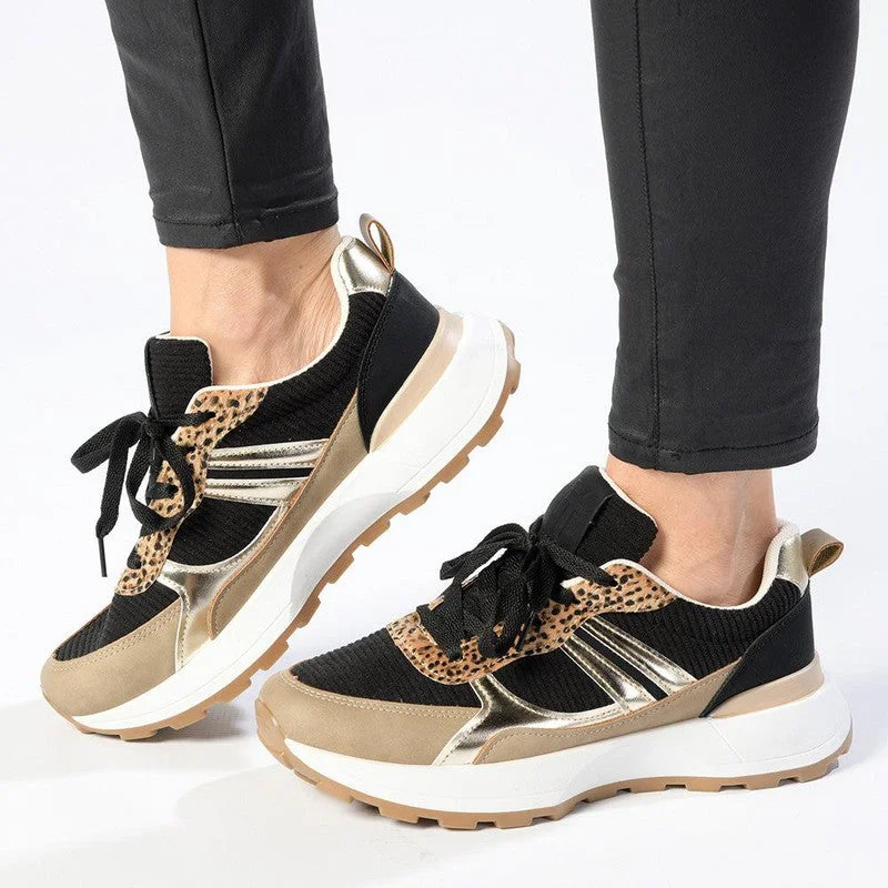 Women's Sneakers with Memory Foam Insoles for Exceptional Cushioning and ComfortTom Tom Metallic Lace Up Sneaker - Black / Taupe Women's Sneakers with Memory Foam Insoles for Exceptional Cushioning and ComfortTom Tom Metallic Lace Up Sneaker - Black / Taupe