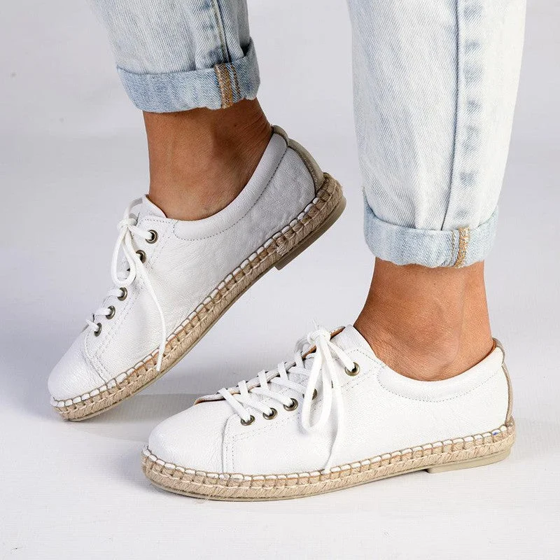 Chunky - Sole Women's Platform Sneakers in White for a Trendy Street Style LookTsonga Yebo Leather Espadrille Sneaker - White Cayak Chunky - Sole Women's Platform Sneakers in White for a Trendy Street Style LookTsonga Yebo Leather Espadrille Sneaker - White Cayak