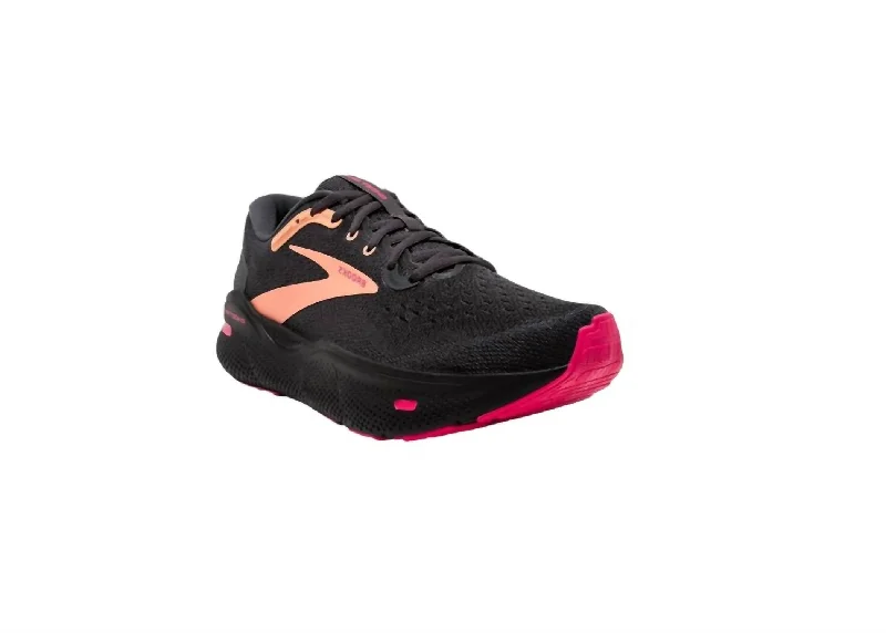 Women's Sneakers with Hidden Wedges for a Subtle Height Boost and Added StyleWomen's Ghost Max Sneakers In Black/papaya/raspberry Women's Sneakers with Hidden Wedges for a Subtle Height Boost and Added StyleWomen's Ghost Max Sneakers In Black/papaya/raspberry