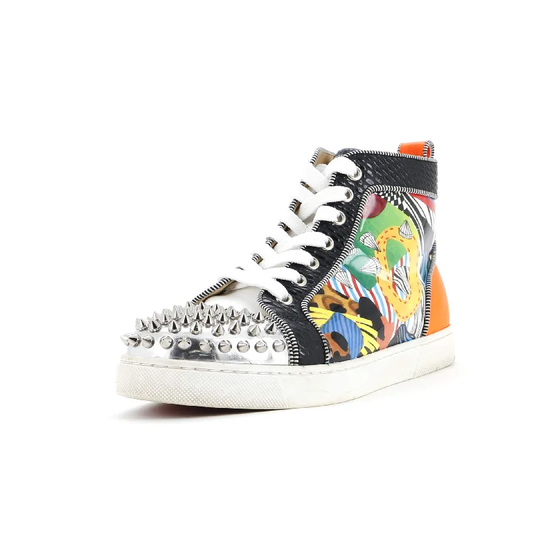 Women's Sneakers with Memory Foam Insoles for Exceptional Cushioning and ComfortWomen's Lou Spikes Flat High-Top Sneakers Printed Patent with Embossed Leather Women's Sneakers with Memory Foam Insoles for Exceptional Cushioning and ComfortWomen's Lou Spikes Flat High-Top Sneakers Printed Patent with Embossed Leather