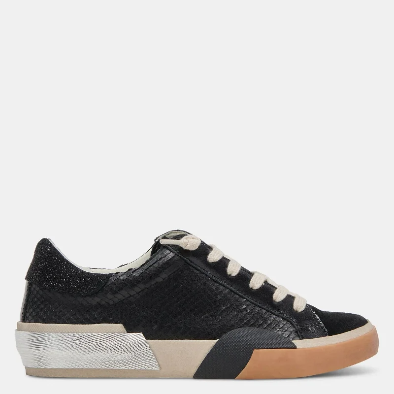 Foldable Women's Travel Sneakers for Compact Storage in LuggageZina Sneakers Onyx Embossed Leather Foldable Women's Travel Sneakers for Compact Storage in LuggageZina Sneakers Onyx Embossed Leather